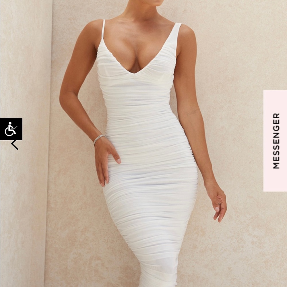 Houseofcb white Ruched midi dress